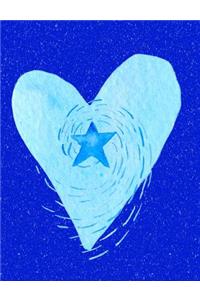 Blue Heart with Star Composition Notebook