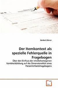 Itemkontext als spezielle Fehlerquelle in Fragebogen