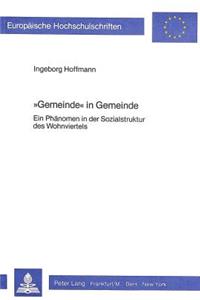 «Gemeinde» in Gemeinde: Ein Phaenomen in Der Sozialstruktur Des Wohnviertels