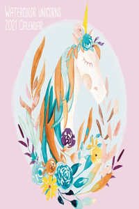 Watercolor Unicorn Calendar 2021