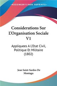 Considerations Sur L'Organisation Sociale V1