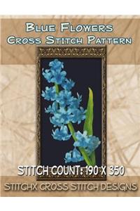 Blue Flowers Cross Stitch Pattern