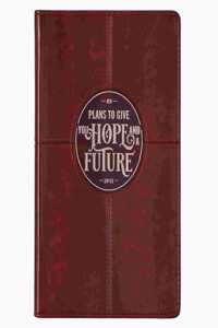 Christian Art Gifts Classic Journal Hope & a Future Jeremiah 29:11 Inspirational Scripture Notebook, Ribbon Marker, Brown Faux Leather Flexcover, 336 Ruled Pages