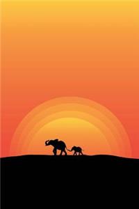 Mama and Baby Elephant Silhouette Art Journal