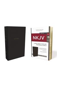 NKJV, Thinline Reference Bible, Large Print, Imitation Leather, Black, Red Letter Edition, Comfort Print