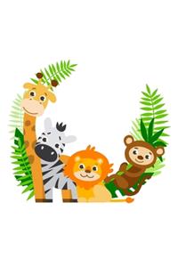 Cute and Lovely Animals with Palm Leaves - Blank Lined Notebook