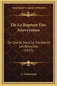 De La Rupture Des Anevrysmes