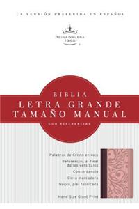 RVR 1960 Biblia Letra Grande Tamaño Manual, borravino/rosado símil piel