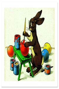 The Easter Rabbit Painting Eggs Easter Greeting Card