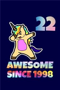 Dabbing Unicorn Awesome Since 1998 22nd Birthday