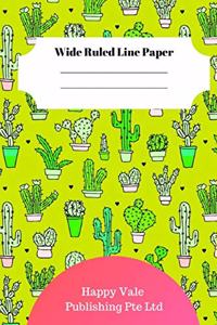 Cute Cactus Theme Wide Ruled Line Paper