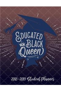 Educated Black Queen - 2018 / 2019 Student Planner (Blue, Red and Gray)