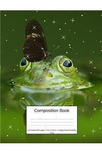Composition Book 100 Sheets/200 Pages/7.44 X 9.69 In. College Ruled/ Butterfly Frog