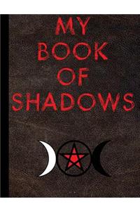 My Book of Shadows-Red Letters-Dark Brown Leather-Triple Goddess, College Ruled