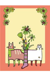 My Big Fat Journal Notebook For Cat Lovers Funny Cats Pattern In Socks With Flowers 5