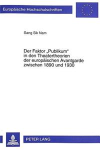 Der Faktor «Publikum» in den Theatertheorien der europaeischen Avantgarde zwischen 1890 und 1930