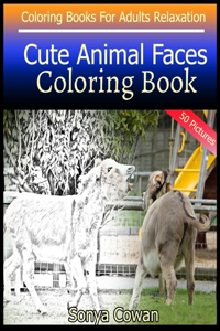 Cute Animal Faces Coloring Book For Adults Relaxation 50 pictures