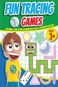 A beginner learn to write handwriting, fun tracing games workbook for kids ages 3+