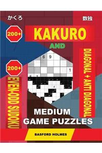 200 Kakuro and 200 Even-Odd Sudoku Diagonal + Anti Diagonal Medium Game Puzzles.