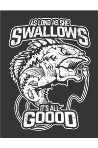 Notebook: As Long as She Swallows Is All Good Fisherman Journal & Doodle Diary; 120 College Ruled Pages for Writing and Drawing - 8.5x11 In.