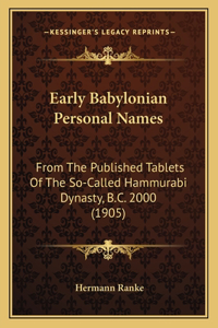 Early Babylonian Personal Names