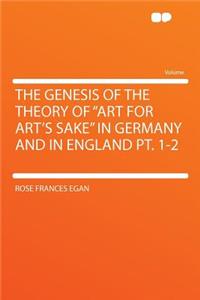 The Genesis of the Theory of Art for Art's Sake in Germany and in England PT. 1-2