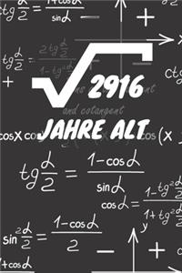 2916 Jahre alt: 54. Geburtstag Liniertes Mathe Wurzel Geburtstags Notizbuch oder Gästebuch Geschenk liniert - Journal mit Linien