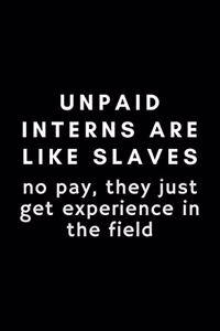 Unpaid Interns Are Like Slaves. No Pay, They Just Get Experience In The Field
