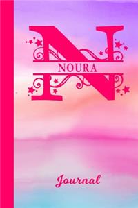 Noura Journal: Personalized Custom First Name Personal Writing Diary - Cute Pink & Purple Watercolor Effect Cover - Daily Journaling for Journalists & Writers for 