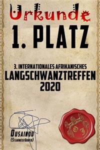 Urkunde 1. Platz 3. Internationales Langschwanztreffen 2020