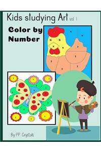 Kids studying art Color by number