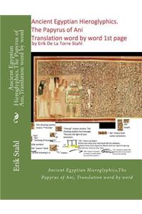 Ancient Egyptian Hieroglyphics, The Papyrus of Ani, Translation word by word: Ancient Egyptian Hieroglyphics, The Papyrus of Ani, Translation word by word