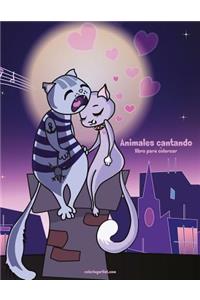Animales cantando libro para colorear 1