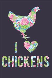 I Love Chickens Floral Notebook Journal