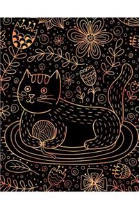 Journal Notebook Cute Cat in Flowers Pattern 4