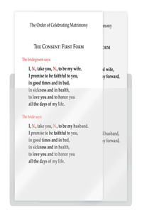 The Order of Celebrating Matrimony Couple's Consent Cards - English W/Pocket