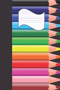 Cute Colored Pencils Black Blank Wide-ruled blank line Composition School Notebook