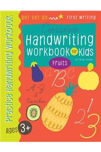 Cursive handwriting workbook for Kids with Fruits