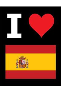 I Love Spain - 100 Page Blank Notebook - Unlined White Paper, Black Cover