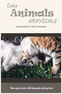 Cute Animals Grayscale Coloring Book for Adults Relaxation