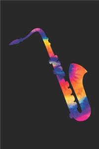 Tie Dye Saxophone Notebook - Music Instrument Gift for Saxophone Player - Saxophone Journal - Saxophone Diary