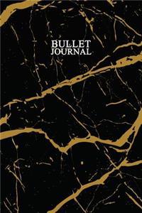 Bullet Journal: Marble + Gold Bullet Journal - 120-Page 1/4 Inch Dot Grid Notebook - 6 X 9 Marble & Gold Perfect Bound Softcover