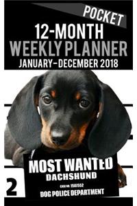 2018 Pocket Weekly Planner - Most Wanted Dachshund
