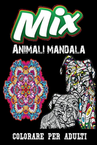 Mix Animali mandala colorare per adulti