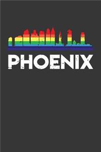 Phoenix: 100 page 6 x 9 Travel journal Vacation American skylines, LGBT Flag Rainbow City Pride to jot down your information, flights, budget and notes