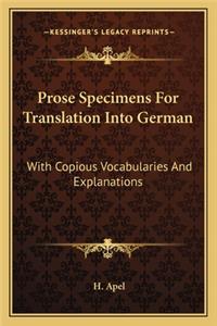 Prose Specimens For Translation Into German