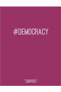 Notebook for Cornell Notes, 120 Numbered Pages, #DEMOCRACY, Plum Cover