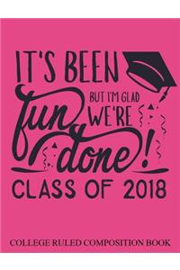 College Ruled Composition Book Pink Class of 2018 It's Been Fun but I'm Glad We're Done