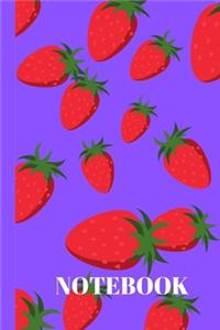notebook; Strawberries notebook 120 white paper lined for writing - Black Math, Physics, Science Exercise BookFor Students, Kids, Teens, Boys, Girls