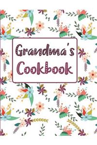 Grandma's Cookbook: Floral Blank Lined Journal